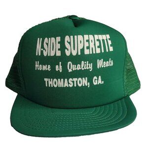 Vintage Snapback Mesh Truckers Hat Cap N-Side Superette Thomaston Georgia Green